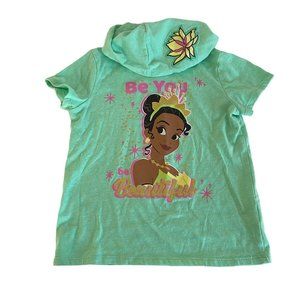 Disney Princess Tiana Tshirt Short Sleeve Hoodie Girls 6 T-shirt Embroidered Gre